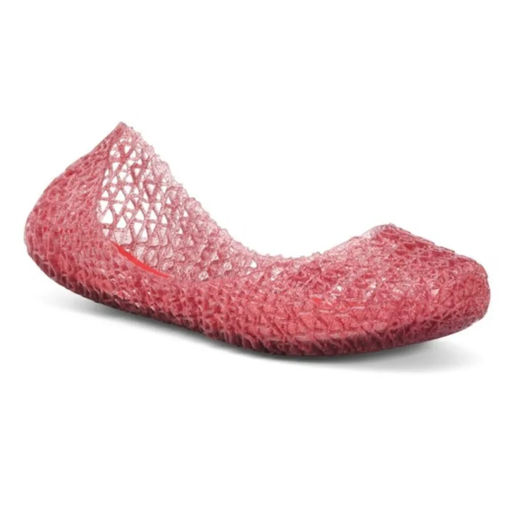 Mini Melissa Campana Papel Girls Glitter Red Slip On‎ Ballet Flats NWB Size 3